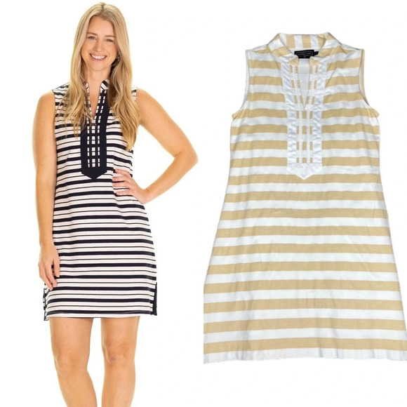 Duffield Lane Dress Women's Sz Small The Mackinac Striped Costal Sleeveless Mini - Picture 1 of 8